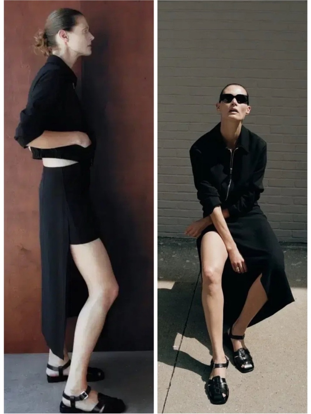 NWT Zara Pareo Midi Split Skirt Shorts Underneath Black size Large